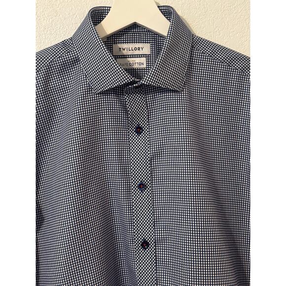 Twillory Men's Button-down Shirt Noniron Safe Cotton 16.5 Checked Pattern - Picture 3 of 7